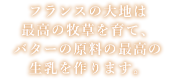 フランスの大地は最高の牧草を育て、バターの原料の最高の生乳を作ります。